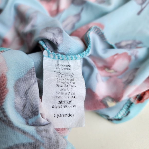 My Bump Pink Blue Floral Stretch Maternity Dress Short Sleeve Tie Back Large - Picture 12 of 12